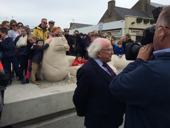 President Michael d. Higgins of Ireland , Skerries, artist paul D'Arcy, Skerries seals